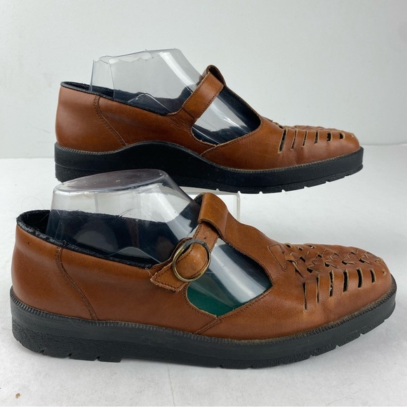 Rieker Womens 40 (US 9.5-10) Brown Leather Mary Janes Comfort Shoe SEE ALL. - Picture 1 of 5